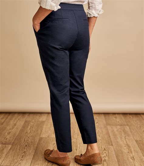 navy blue straight leg pants.